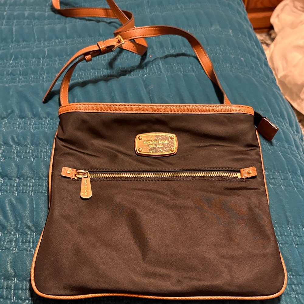 Michael Kors Black and Brown Messenger Bag